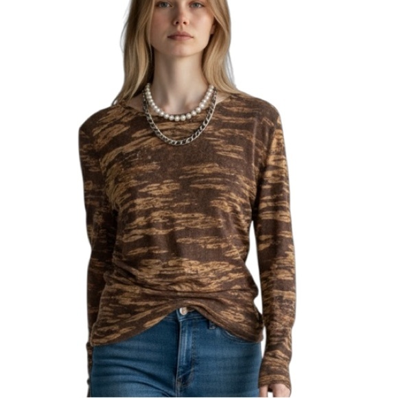 Escada Tops - Escada Brown and Tan Knit Top